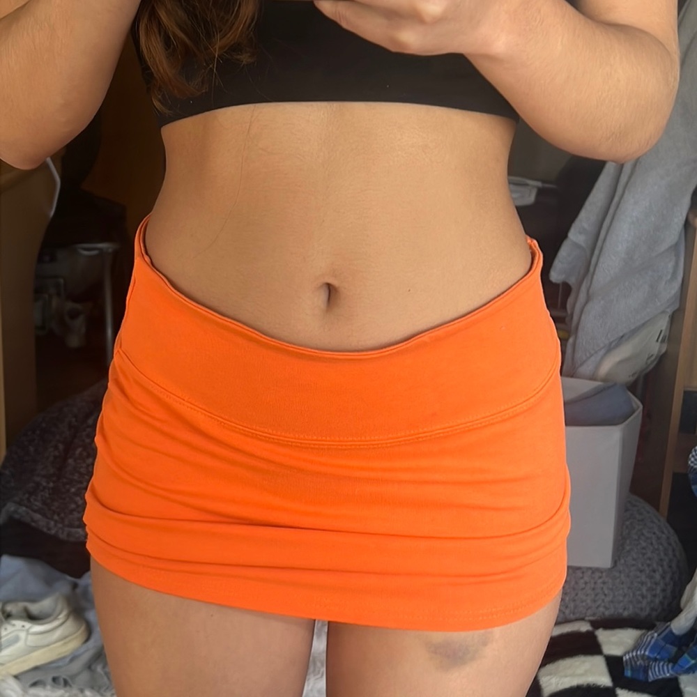Orange urban outfitters mini low rise skirt orange